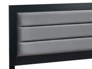 English Elm Plano King Bed Faux Leather Padded Headboard Wood Grain Laminate Frame Bedroom Black B078P498686