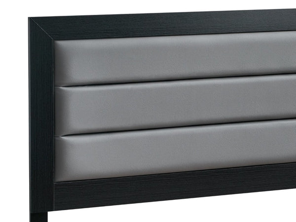 English Elm Plano King Bed Faux Leather Padded Headboard Wood Grain Laminate Frame Bedroom Black B078P498686