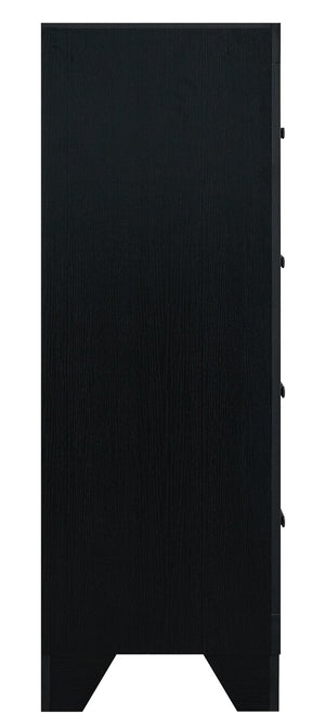 English Elm Plano Five Drawer Chest with Metal Hardware Wood Grain Laminate Modern Bedroom Storage Black B078P498689
