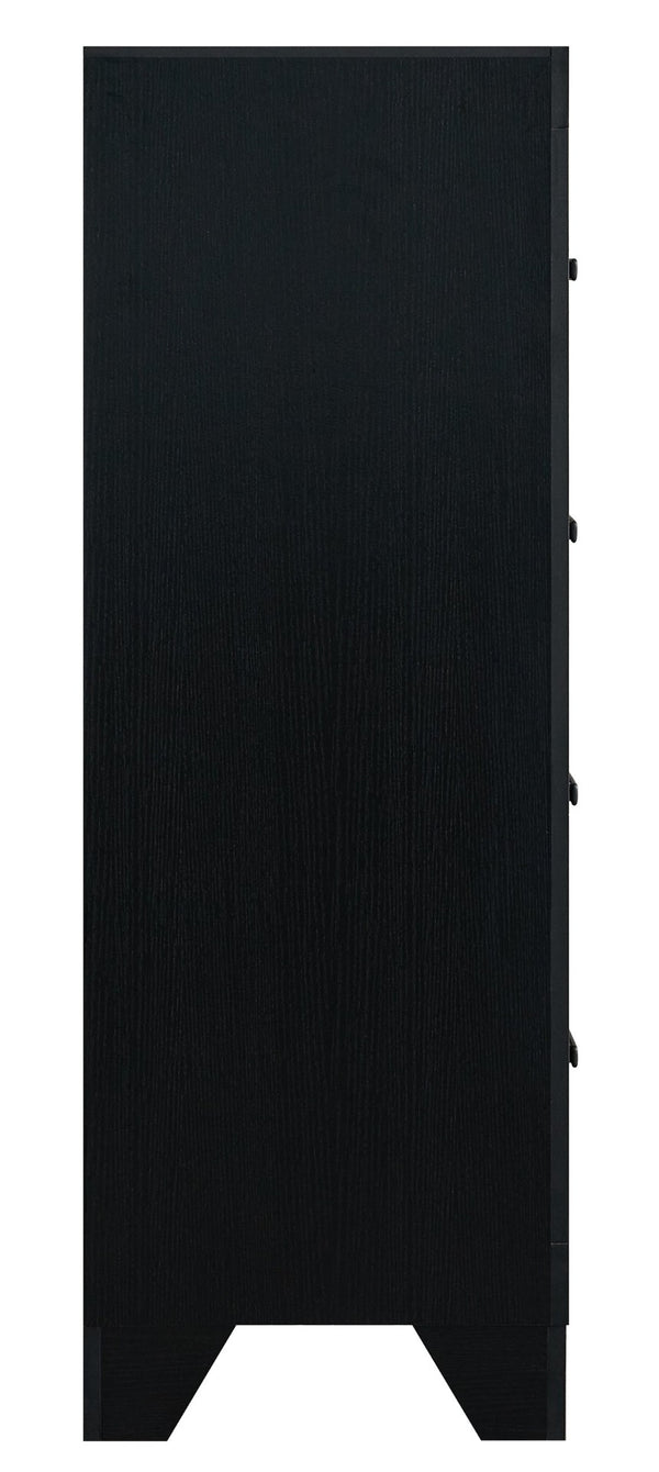 English Elm Plano Five Drawer Chest with Metal Hardware Wood Grain Laminate Modern Bedroom Storage Black B078P498689