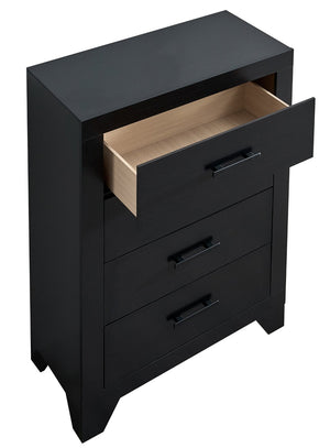 English Elm Plano Five Drawer Chest with Metal Hardware Wood Grain Laminate Modern Bedroom Storage Black B078P498689