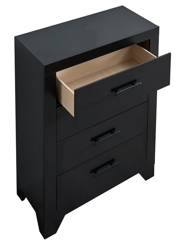 English Elm Plano Five Drawer Chest with Metal Hardware Wood Grain Laminate Modern Bedroom Storage Black B078P498689