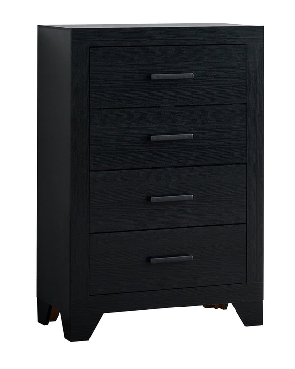 English Elm Plano Five Drawer Chest with Metal Hardware Wood Grain Laminate Modern Bedroom Storage Black B078P498689