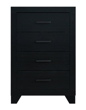 English Elm Plano Five Drawer Chest with Metal Hardware Wood Grain Laminate Modern Bedroom Storage Black B078P498689