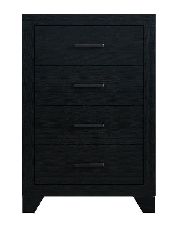 English Elm Plano Five Drawer Chest with Metal Hardware Wood Grain Laminate Modern Bedroom Storage Black B078P498689