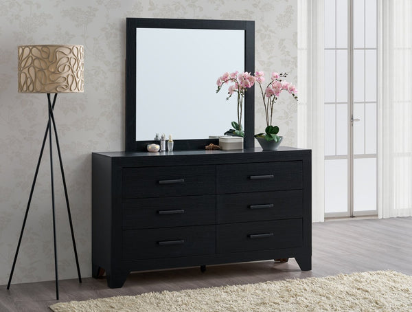 English Elm Plano Six Drawer Wide Dresser with Wood Grain Laminate and Modern Metal Hardware Black B078P498690