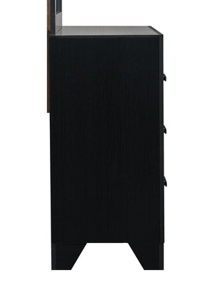English Elm Plano Six Drawer Wide Dresser with Wood Grain Laminate and Modern Metal Hardware Black B078P498690