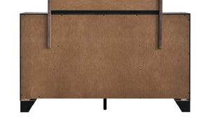 English Elm Plano Six Drawer Wide Dresser with Wood Grain Laminate and Modern Metal Hardware Black B078P498690