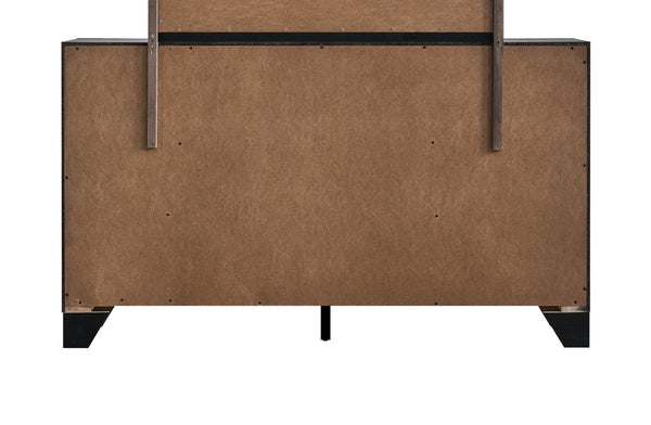 English Elm Plano Six Drawer Wide Dresser with Wood Grain Laminate and Modern Metal Hardware Black B078P498690