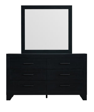 English Elm Plano Six Drawer Wide Dresser with Wood Grain Laminate and Modern Metal Hardware Black B078P498690