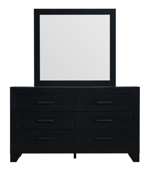 English Elm Plano Six Drawer Wide Dresser with Wood Grain Laminate and Modern Metal Hardware Black B078P498690