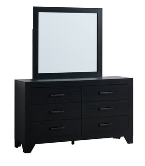 English Elm Plano Six Drawer Wide Dresser with Wood Grain Laminate and Modern Metal Hardware Black B078P498690