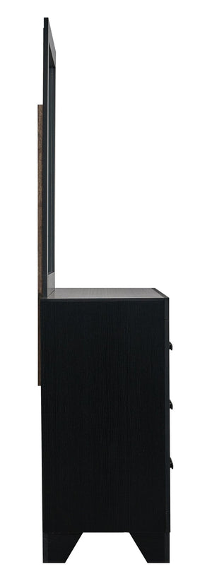 English Elm Plano Six Drawer Wide Dresser with Wood Grain Laminate and Modern Metal Hardware Black B078P498690