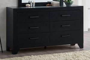English Elm Plano Six Drawer Wide Dresser with Wood Grain Laminate and Modern Metal Hardware Black B078P498690