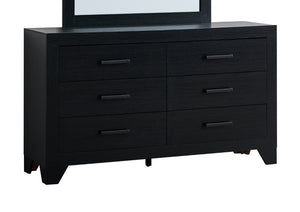 English Elm Plano Six Drawer Wide Dresser with Wood Grain Laminate and Modern Metal Hardware Black B078P498690