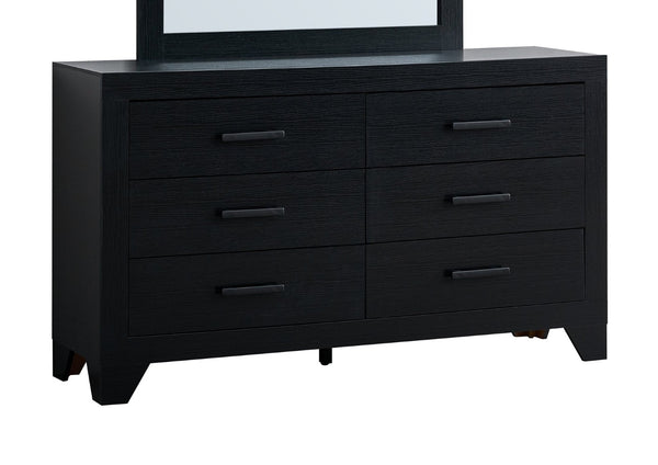 English Elm Plano Six Drawer Wide Dresser with Wood Grain Laminate and Modern Metal Hardware Black B078P498690