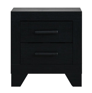 English Elm Plano Two Drawer Nightstand with Dovetail Joinery and Sleek Metal Hardware for Modern Bedrooms Black B078P498692