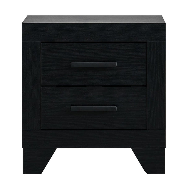 English Elm Plano Two Drawer Nightstand with Dovetail Joinery and Sleek Metal Hardware for Modern Bedrooms Black B078P498692