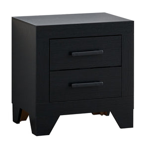 English Elm Plano Two Drawer Nightstand with Dovetail Joinery and Sleek Metal Hardware for Modern Bedrooms Black B078P498692