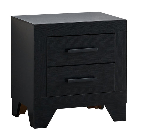 English Elm Plano Two Drawer Nightstand with Dovetail Joinery and Sleek Metal Hardware for Modern Bedrooms Black B078P498692