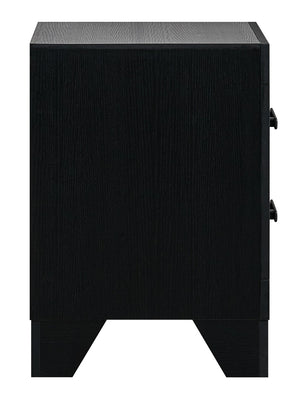 English Elm Plano Two Drawer Nightstand with Dovetail Joinery and Sleek Metal Hardware for Modern Bedrooms Black B078P498692