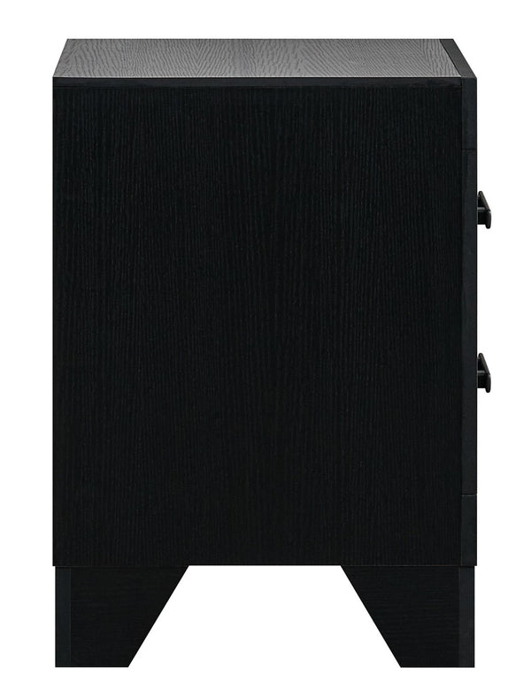 English Elm Plano Two Drawer Nightstand with Dovetail Joinery and Sleek Metal Hardware for Modern Bedrooms Black B078P498692