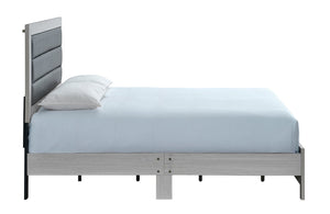 English Elm Plano Full Bed with Faux Leather Headboard and Wood Grain Laminate Modern Frame Beige B078P498693