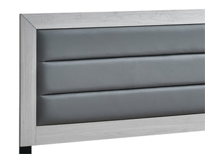 English Elm Plano Full Bed with Faux Leather Headboard and Wood Grain Laminate Modern Frame Beige B078P498693