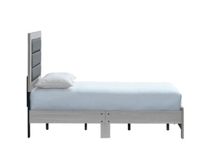 English Elm Plano Twin Bed Faux Leather Padded Headboard Wood Grain Laminate Frame Modern Youth Beige B078P498696