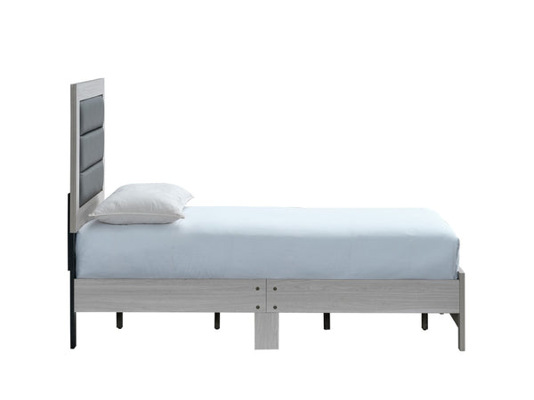 English Elm Plano Twin Bed Faux Leather Padded Headboard Wood Grain Laminate Frame Modern Youth Beige B078P498696