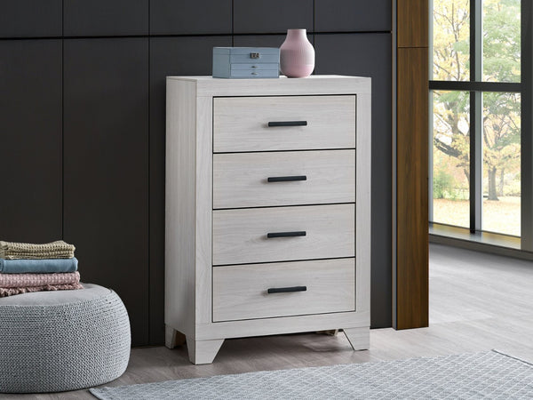 English Elm Plano Five Drawer Chest with Metal Hardware Wood Grain Laminate Modern Bedroom Storage Beige B078P498697