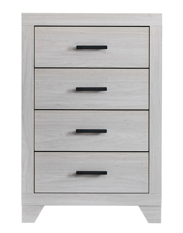 English Elm Plano Five Drawer Chest with Metal Hardware Wood Grain Laminate Modern Bedroom Storage Beige B078P498697