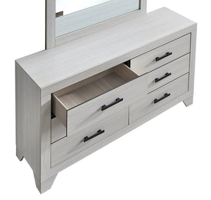 English Elm Plano Six Drawer Wide Dresser with Wood Grain Laminate and Modern Metal Hardware Beige B078P498698