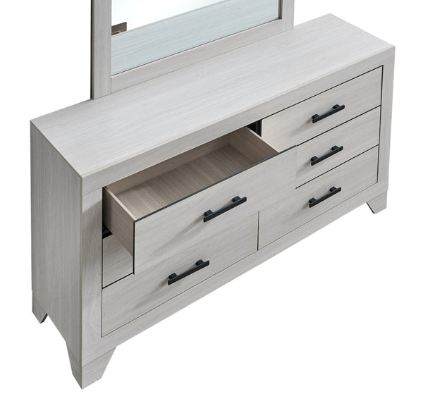 English Elm Plano Six Drawer Wide Dresser with Wood Grain Laminate and Modern Metal Hardware Beige B078P498698