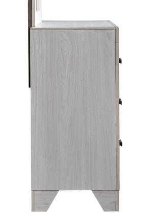 English Elm Plano Six Drawer Wide Dresser with Wood Grain Laminate and Modern Metal Hardware Beige B078P498698