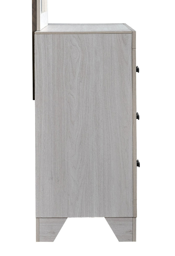 English Elm Plano Six Drawer Wide Dresser with Wood Grain Laminate and Modern Metal Hardware Beige B078P498698