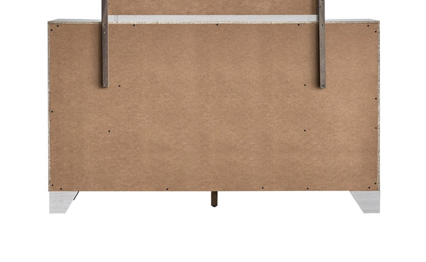 English Elm Plano Six Drawer Wide Dresser with Wood Grain Laminate and Modern Metal Hardware Beige B078P498698