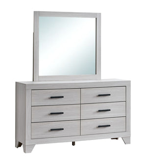 English Elm Plano Six Drawer Wide Dresser with Wood Grain Laminate and Modern Metal Hardware Beige B078P498698