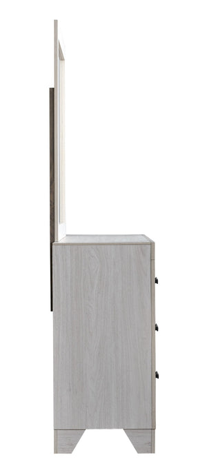 English Elm Plano Six Drawer Wide Dresser with Wood Grain Laminate and Modern Metal Hardware Beige B078P498698