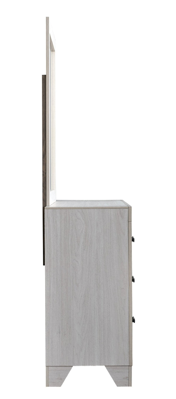 English Elm Plano Six Drawer Wide Dresser with Wood Grain Laminate and Modern Metal Hardware Beige B078P498698