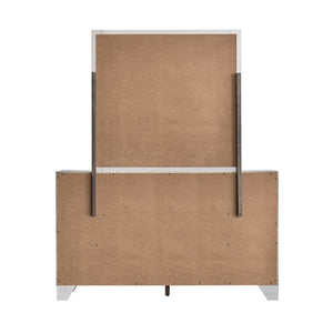 English Elm Plano Six Drawer Wide Dresser with Wood Grain Laminate and Modern Metal Hardware Beige B078P498698