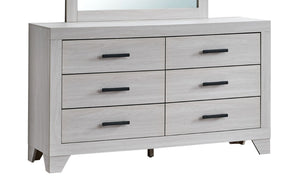 English Elm Plano Six Drawer Wide Dresser with Wood Grain Laminate and Modern Metal Hardware Beige B078P498698