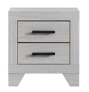 English Elm Plano Two Drawer Nightstand with Dovetail Joinery and Sleek Metal Hardware for Modern Bedrooms Beige B078P498700