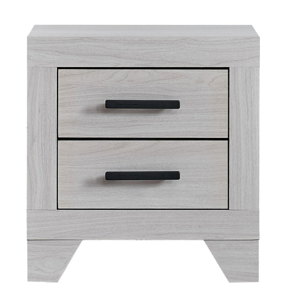 English Elm Plano Two Drawer Nightstand with Dovetail Joinery and Sleek Metal Hardware for Modern Bedrooms Beige B078P498700