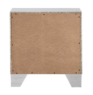 English Elm Plano Two Drawer Nightstand with Dovetail Joinery and Sleek Metal Hardware for Modern Bedrooms Beige B078P498700