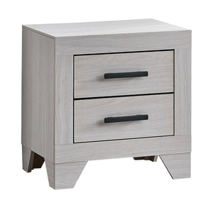 English Elm Plano Two Drawer Nightstand with Dovetail Joinery and Sleek Metal Hardware for Modern Bedrooms Beige B078P498700
