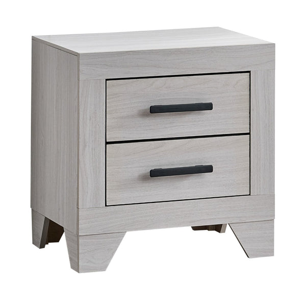 English Elm Plano Two Drawer Nightstand with Dovetail Joinery and Sleek Metal Hardware for Modern Bedrooms Beige B078P498700