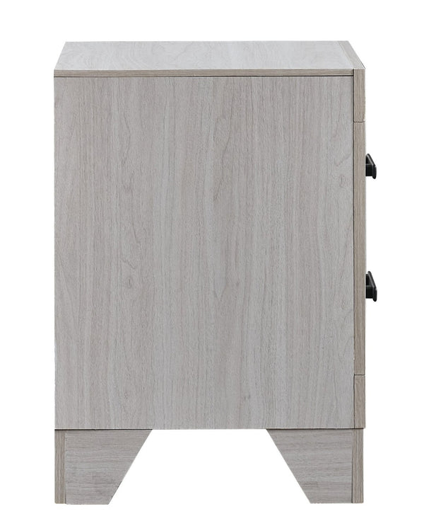 English Elm Plano Two Drawer Nightstand with Dovetail Joinery and Sleek Metal Hardware for Modern Bedrooms Beige B078P498700