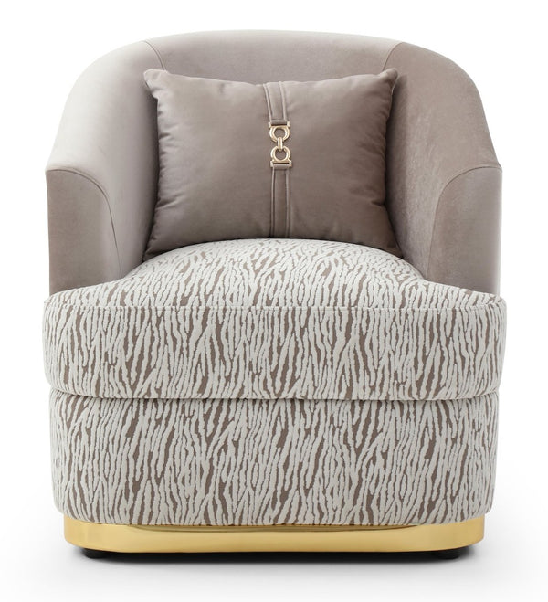 English Elm Lexington Chenille Accent Chair with Gold Trim and Beige Pillow for Living Rooms B078P498701