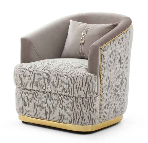English Elm Lexington Chenille Accent Chair with Gold Trim and Beige Pillow for Living Rooms B078P498701